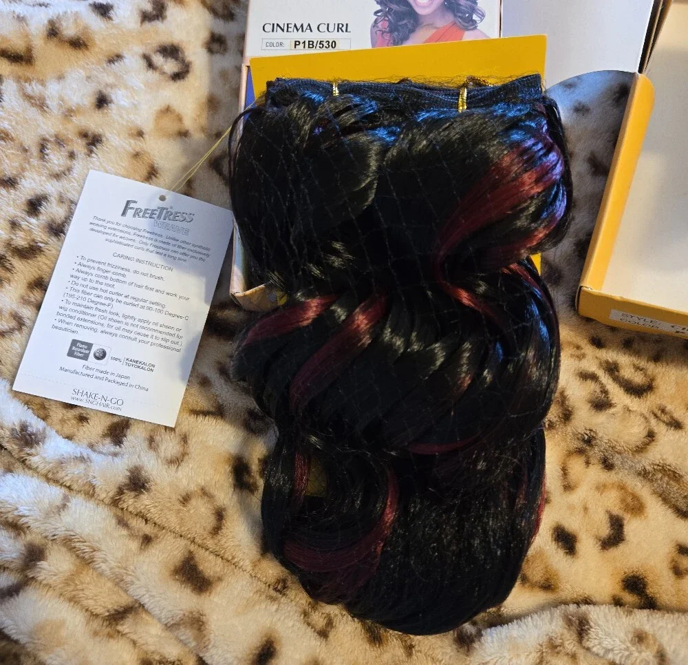 Cinema Curl Synthetic Weave - Black with Burgundy Highlights (P1B/530)